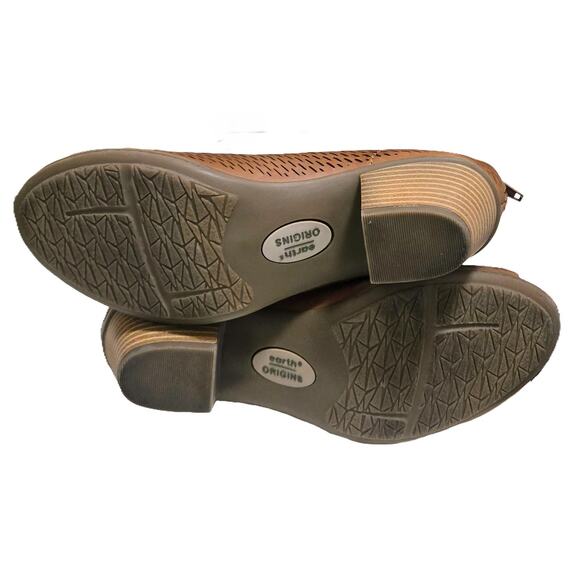 Earth Origins Nubuck Alpaca Chataigne Leather Peep-Toe Carlon Carmen Booties 8.5 - Picture 6 of 8